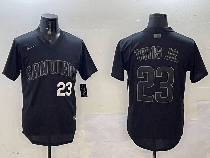 Men 2025 San Diego Padres #23 Tatis jr Black Throwback Nike MLB Jersey style 7125